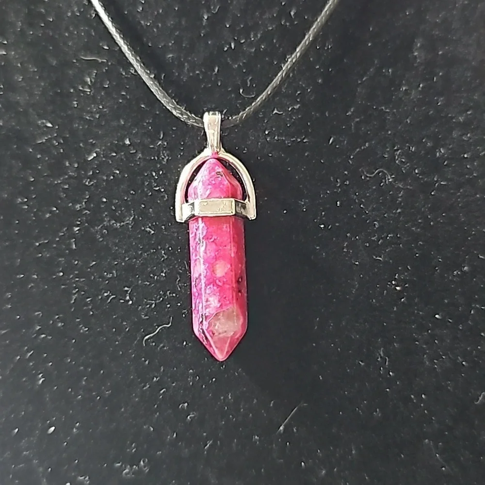 Dark Fuchsia - Bullet Gemstone Necklace - Picture 1 of 5
